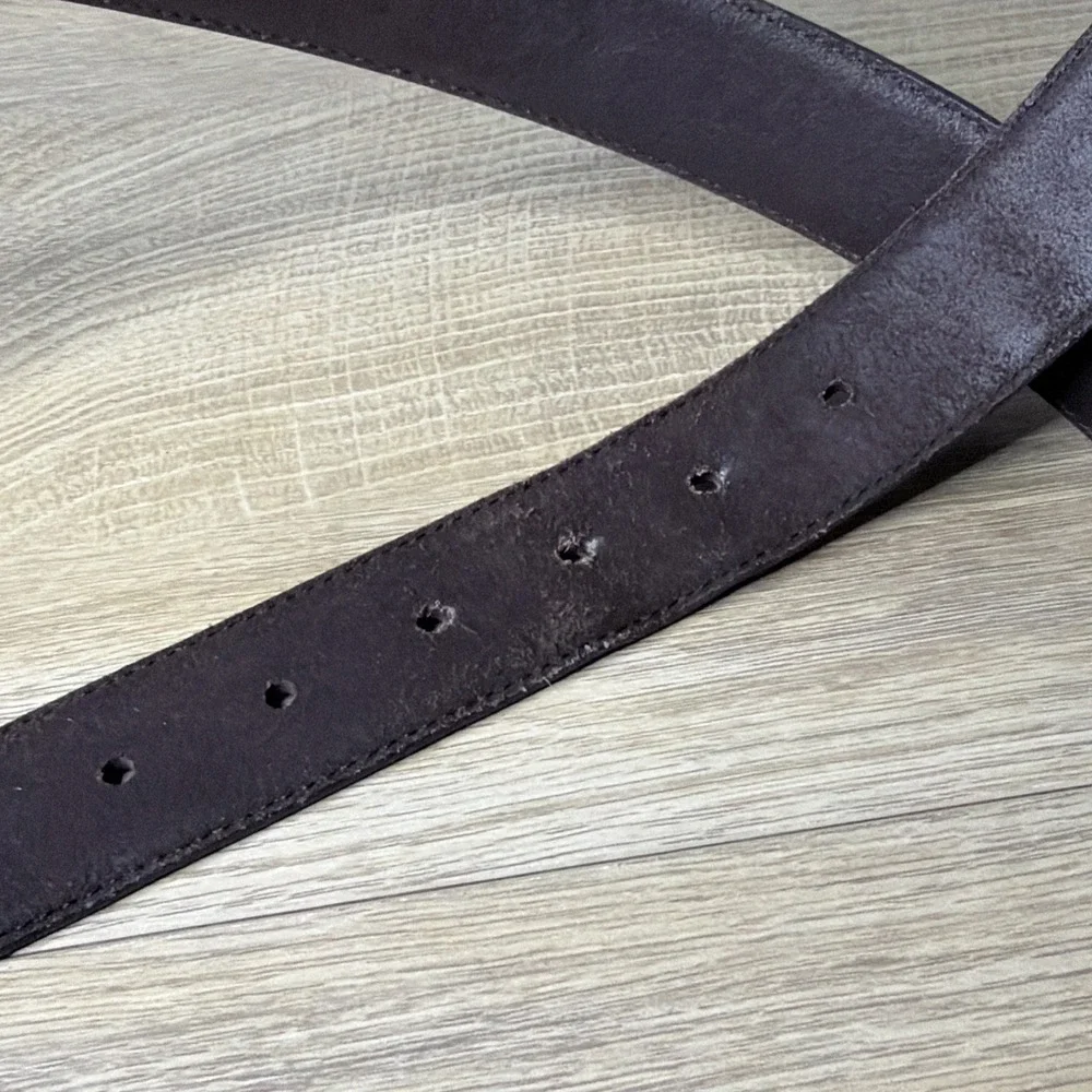 Columbia Brown Leather Lined Belt Men's Large 36-40 Silver‎ Buckle Work Casual